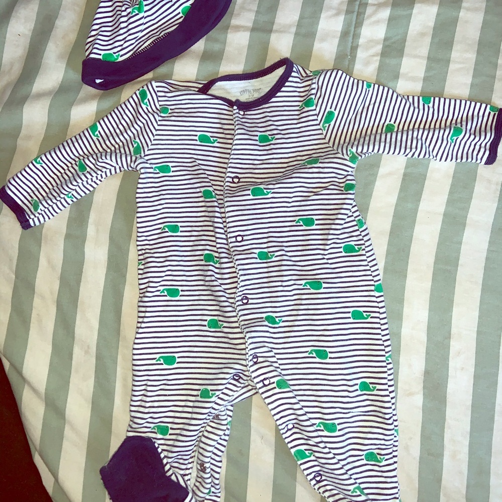9m baby boy whale onesie/ footie